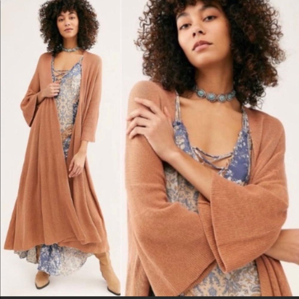 Free People Making Waves Maxi Cardigan in Cinnamon Sz S